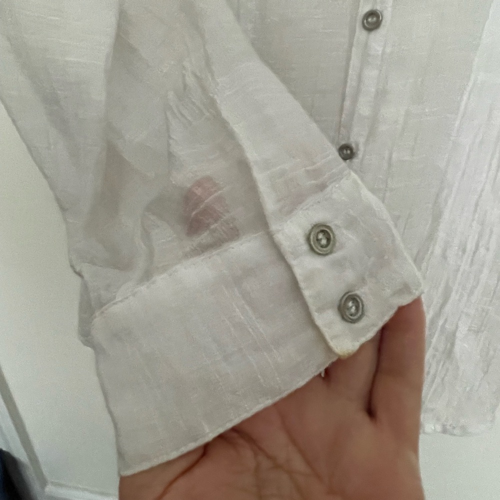 Chicos White Sheer Button-Up Blouse - Picture 6 of 16